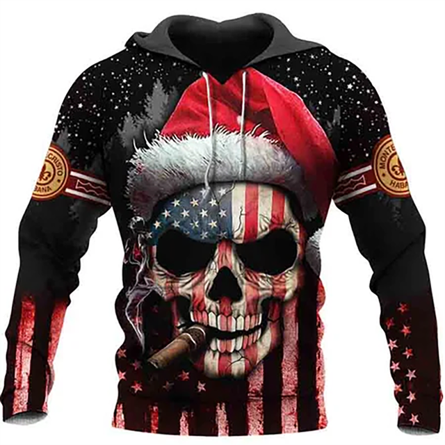 3D Christmas Holiday Printed Skull Sweater