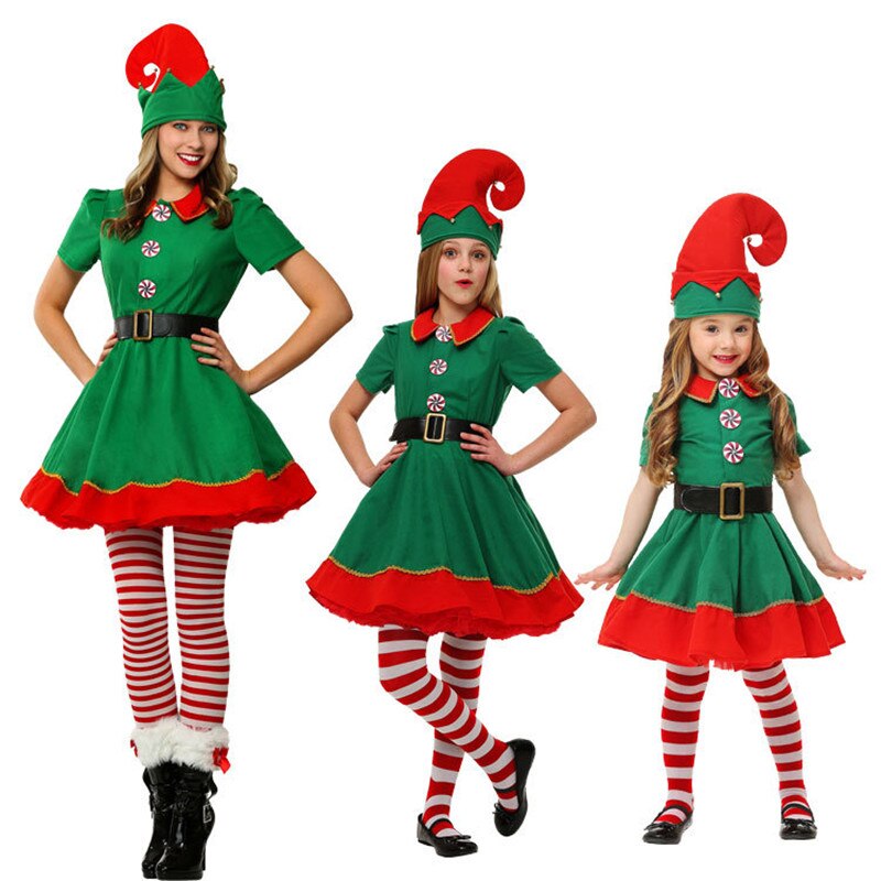 Christmas Green Elf Family Holiday Costumes