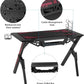 Gaming Table With Computer Desk, Mouse Pad, Cup Holder, Controller Stand And Headphone Hook