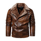 Men's Leather Stand Collar Motorcycle Leather Jacket