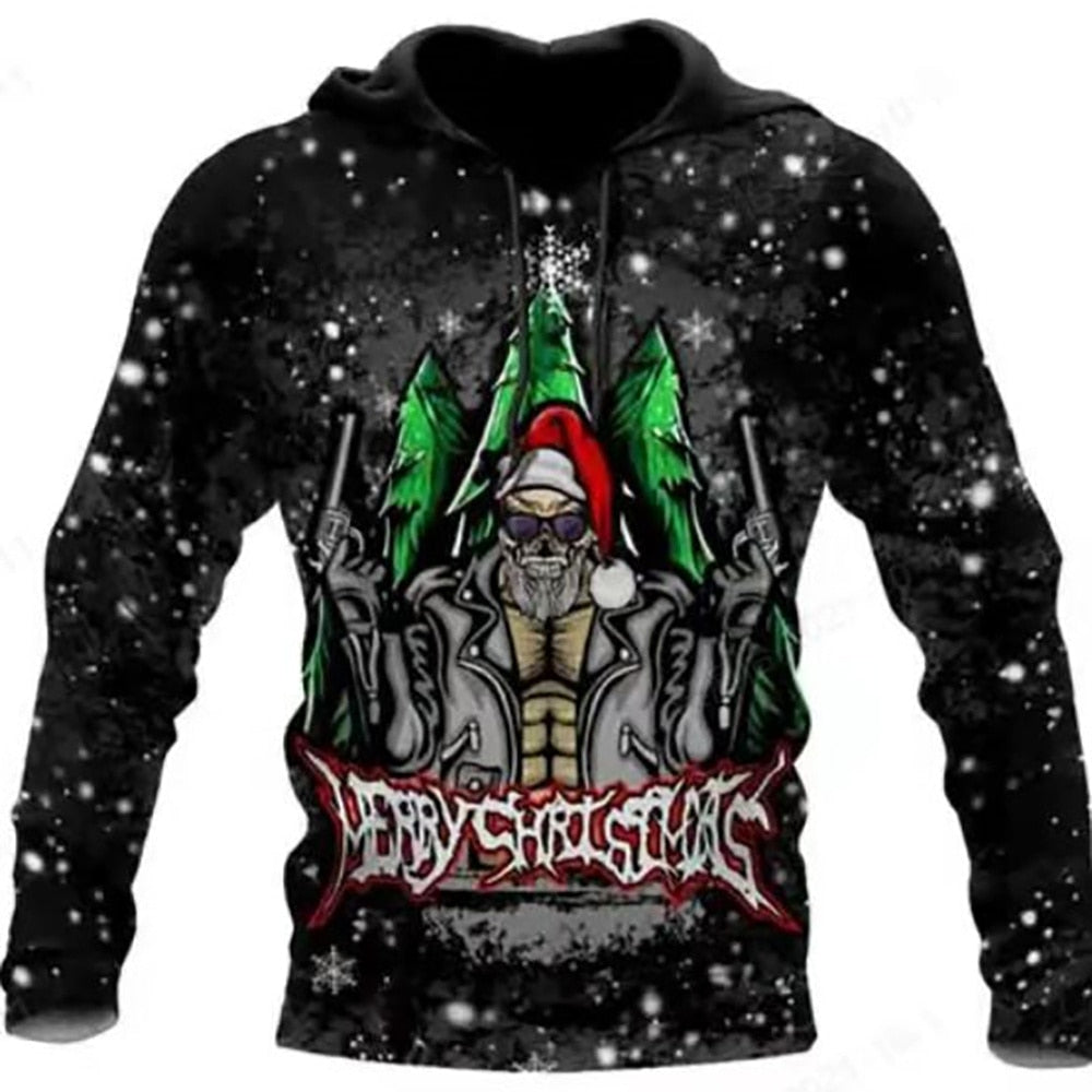 3D Christmas Holiday Printed Skull Sweater