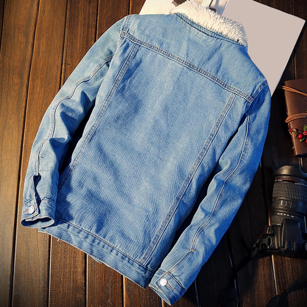 Men Winter  Denim Inner Fleece Jeans Jacket