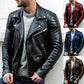 Men's Fashion Motorcycle Zipper  Leather Jacket