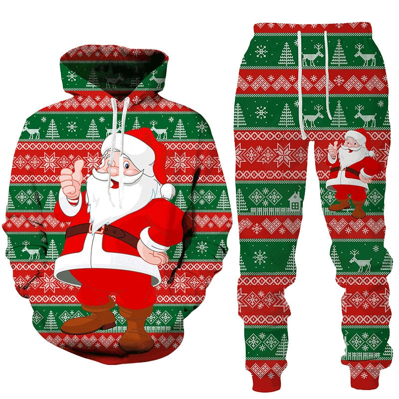 3D Christmas Santa Claus  Winter Tracksuit Outfit