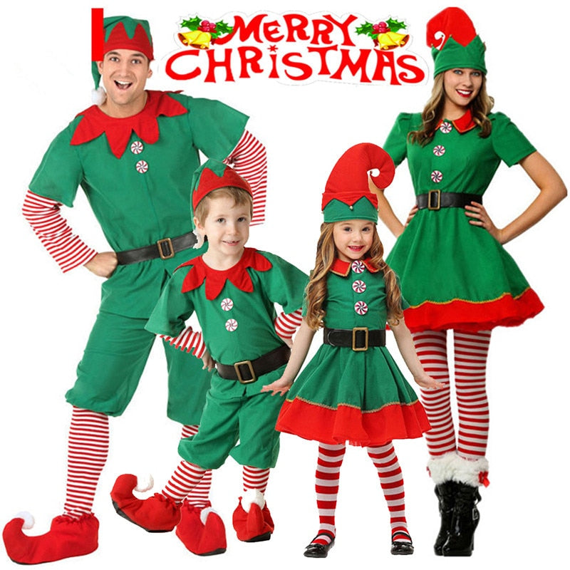 Christmas Green Elf Family Holiday Costumes
