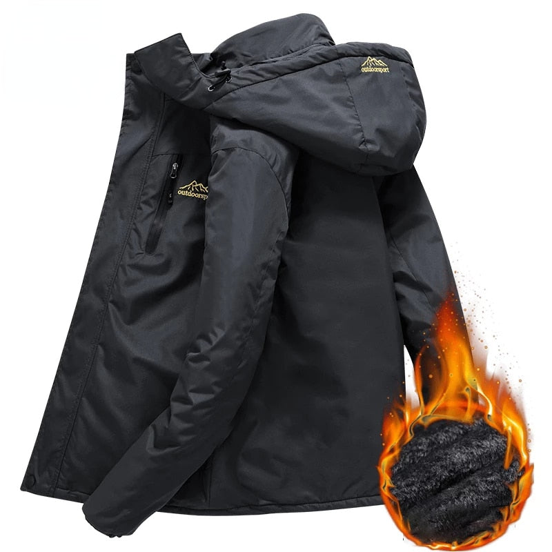 Men's Winter Windbreaker Thermal Thick Inner Fleece Waterproof  Jacket