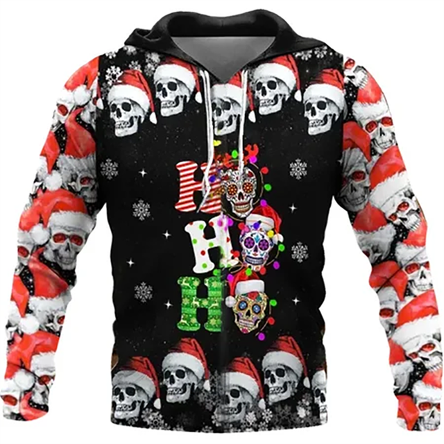 3D Christmas Holiday Printed Skull Sweater