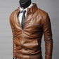 Men's Motorcycle Causal Zipper Vintage Leather Jacket
