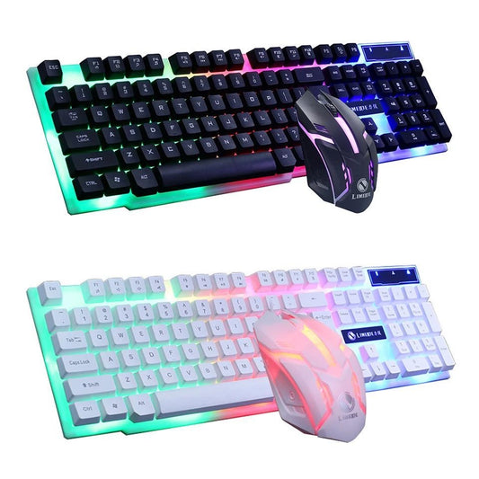 Led Glowing Computer Desktop Wired Mechanical Keyboard And Mouse Game Suite Usb Gaming Keyboard Gaming Mouse