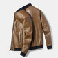 Mens Spring Leather  Stand Collar Long Sleeve Oversized Motorcycle Jacket