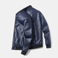Mens Spring Leather  Stand Collar Long Sleeve Oversized Motorcycle Jacket