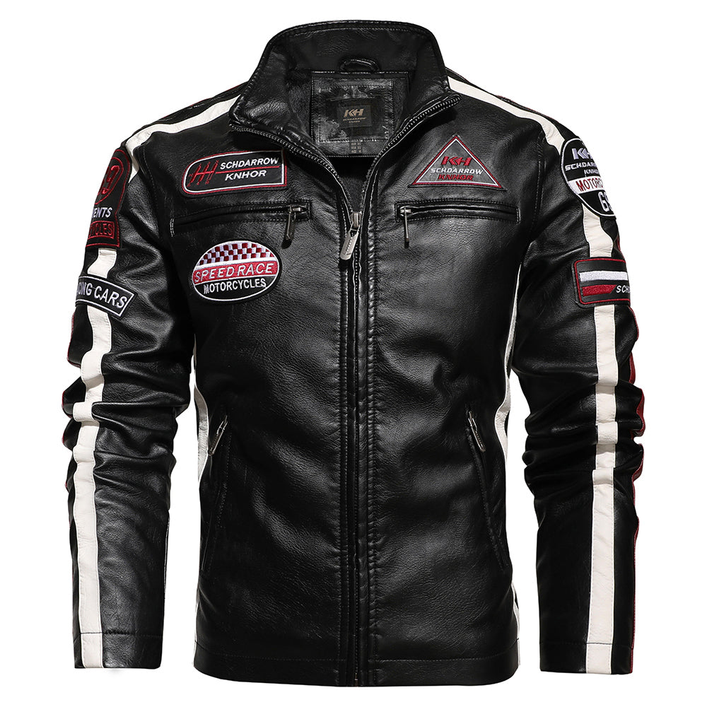 Men Vintage Outwear Biker Distressed Leather Jacket